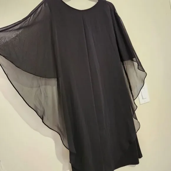 Glamour Night Dress Size 8 Attached Sheer Cape Stretch Cocktail Dress - Picture 7 of 13